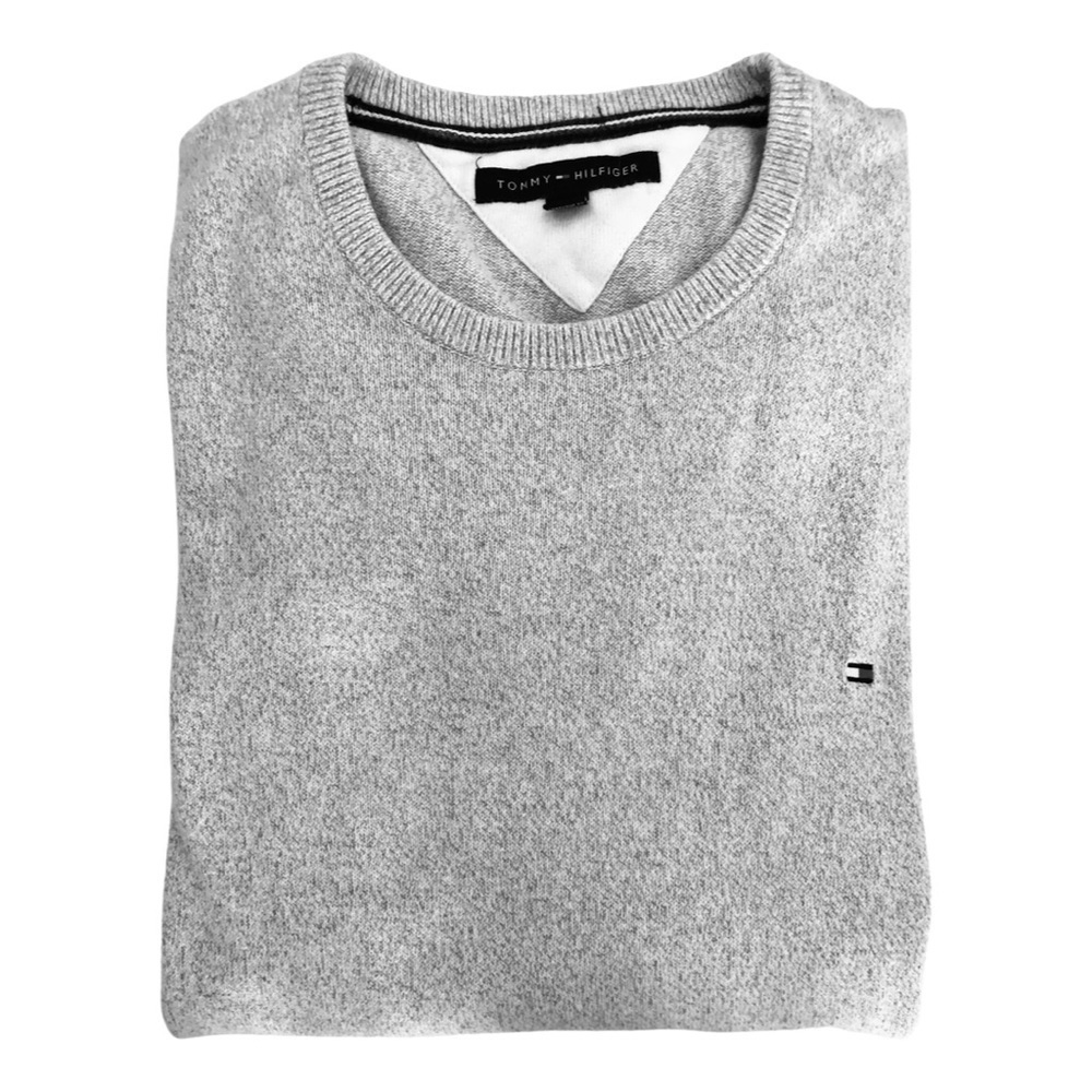 Tommy Hilfiger Men’s Gray Crewneck Cotton Sweater XXL Classic Preppy - Picture 4 of 6